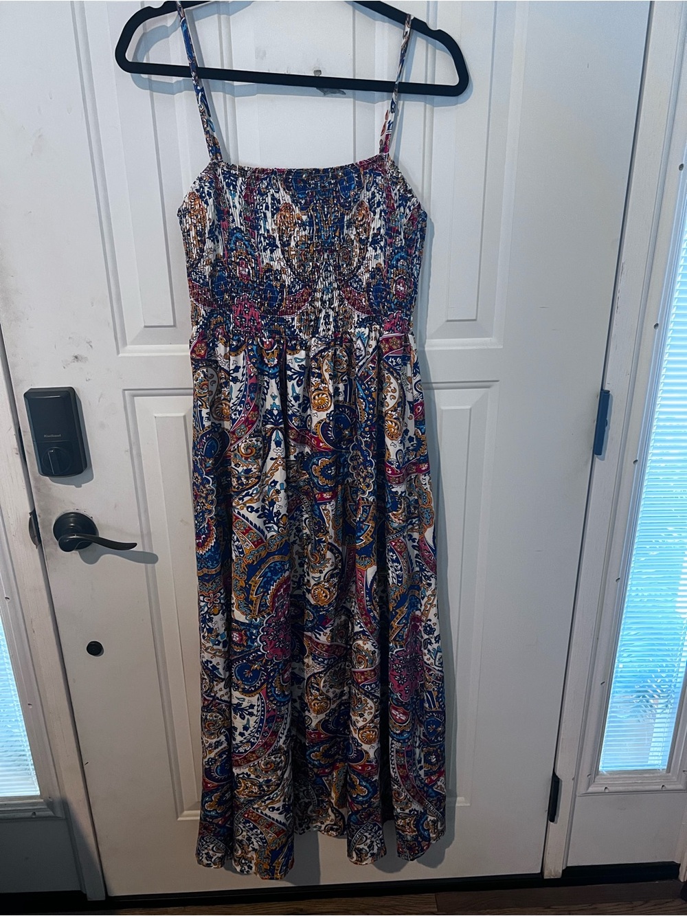 Women's Smocked Paisley Maxi Dress - Multicolor
